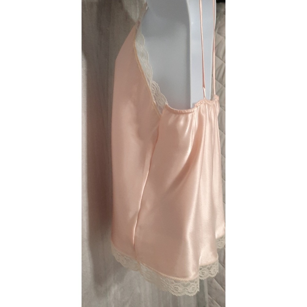 Vtg Cami Top Womens Medium Pink Satin Lace Camisole Coquette Ballet Core 90s 80s - Picture 4 of 12